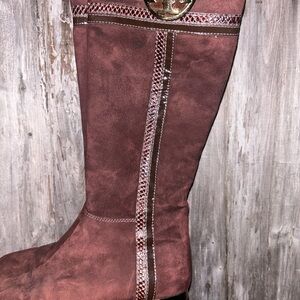 Tory Burch Women's Over-the-Knee Suede Boots in Chestnut Brown